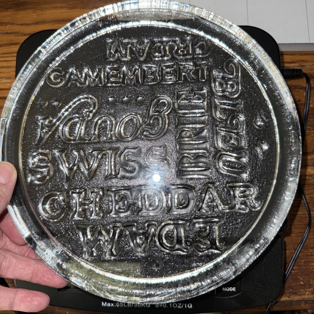 Fromage 8" Round Glass Cheese Pate 1" Thick - Picture 3 of 4
